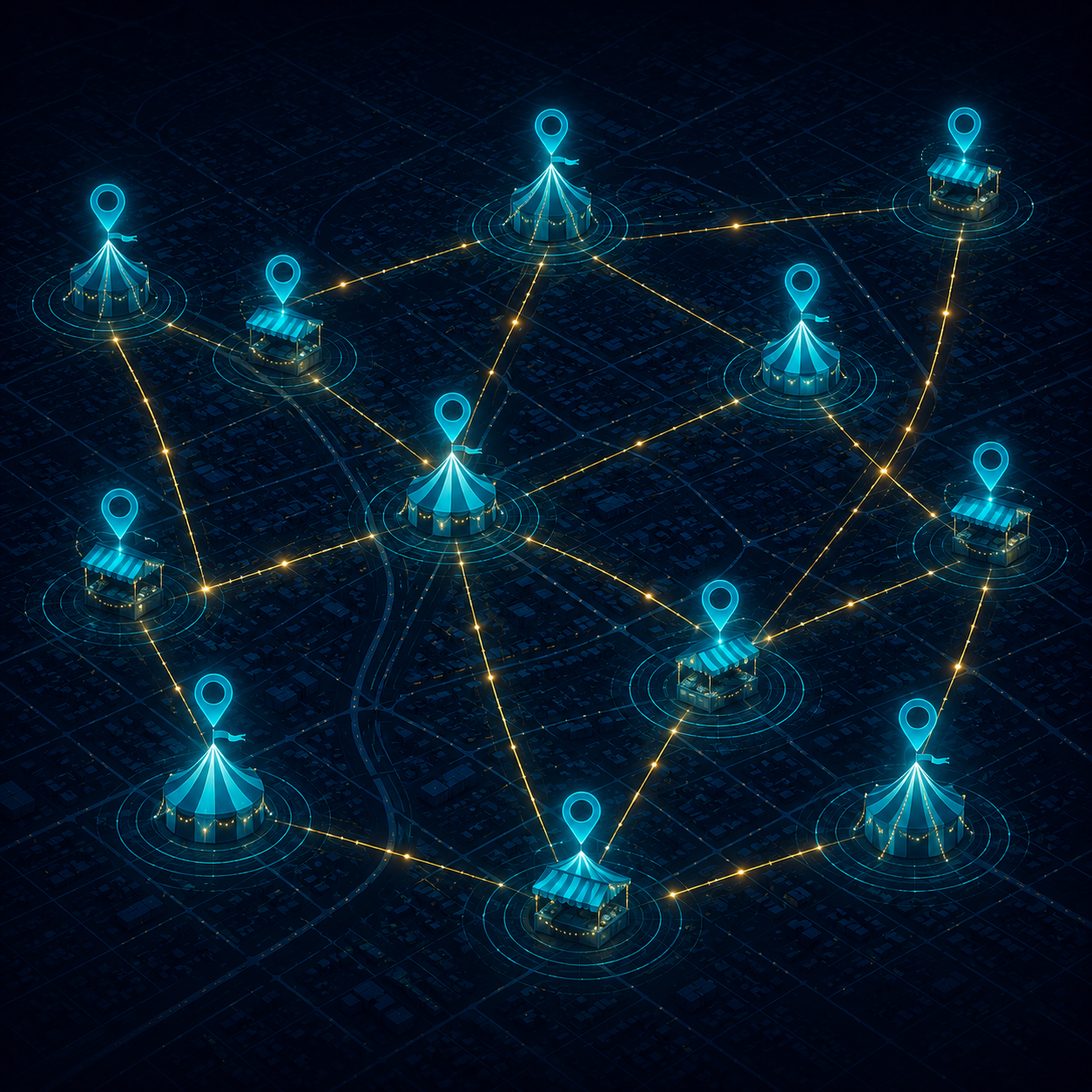 Network of local event tents and venues
