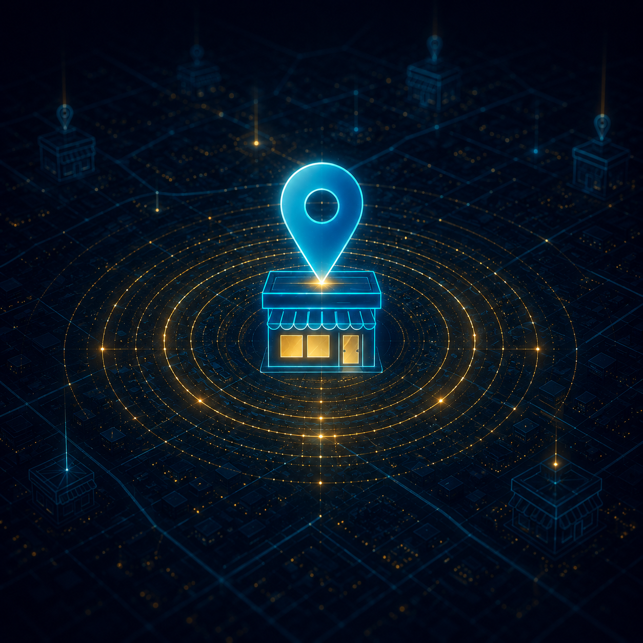 New business location pin on city grid